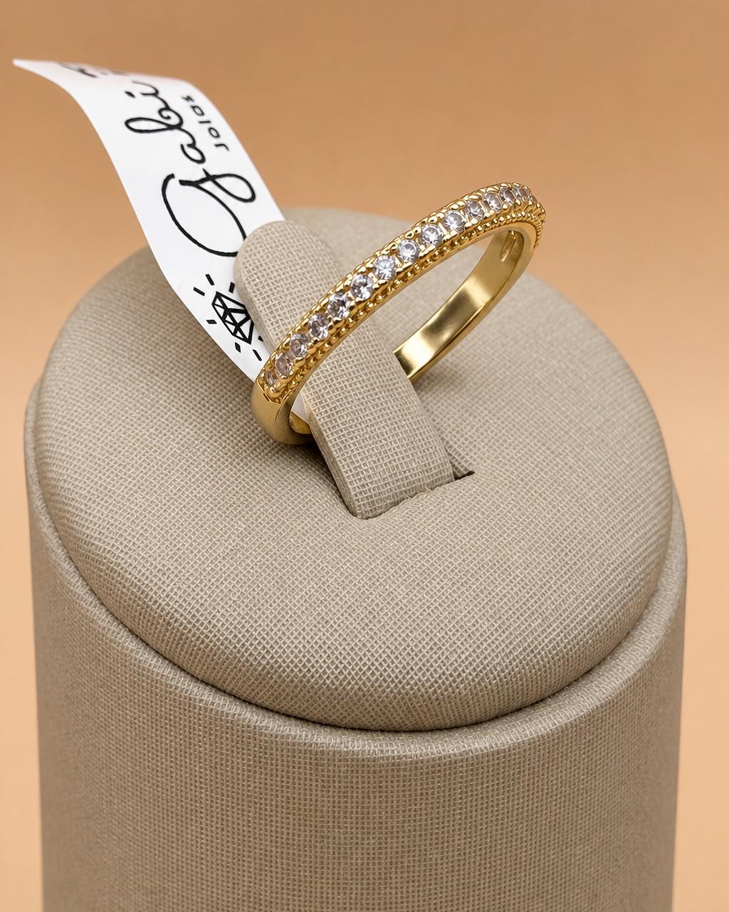 Anel Aparador Cravejado Aro 18 Banhado a Ouro 18k