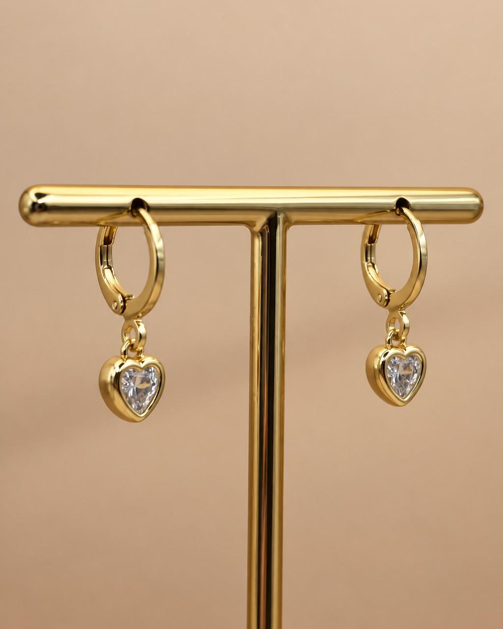 Brinco Argola Click Coração de Luz Inglês G Banhado a Ouro 18k