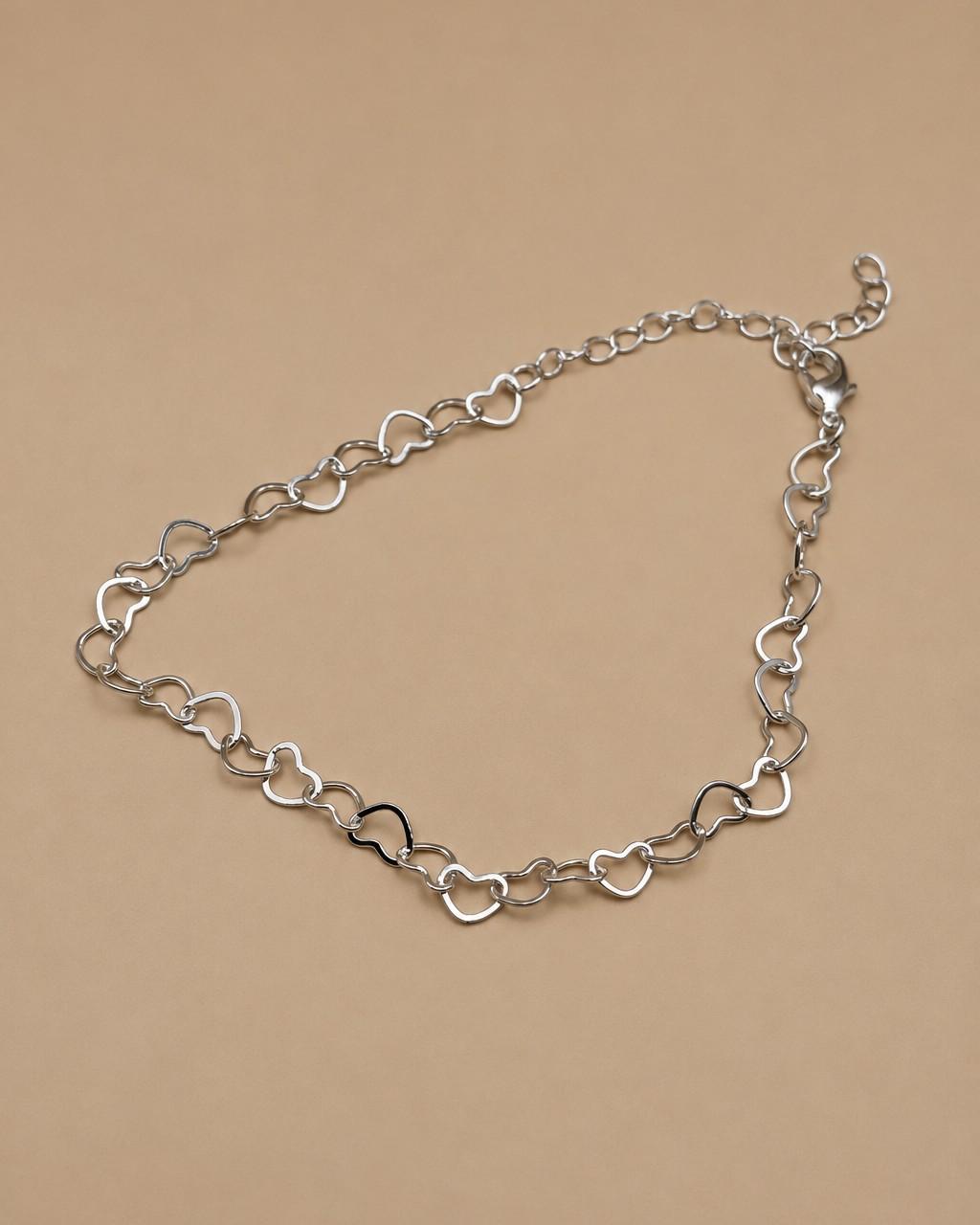 Pulseira Elos Coração Banhado a Prata