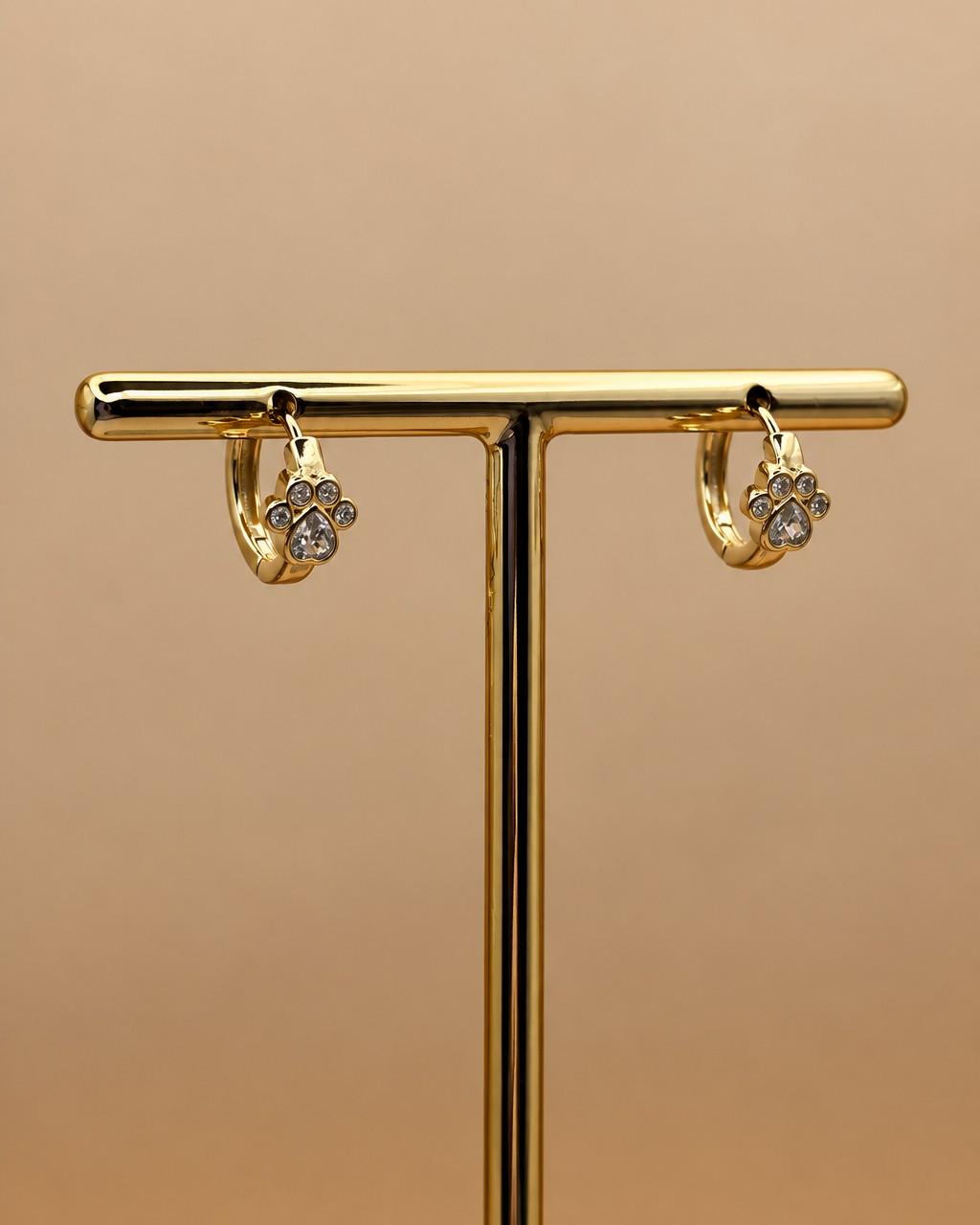 Brinco Argola Click Patinha Cristal P Banhado a Ouro 18k
