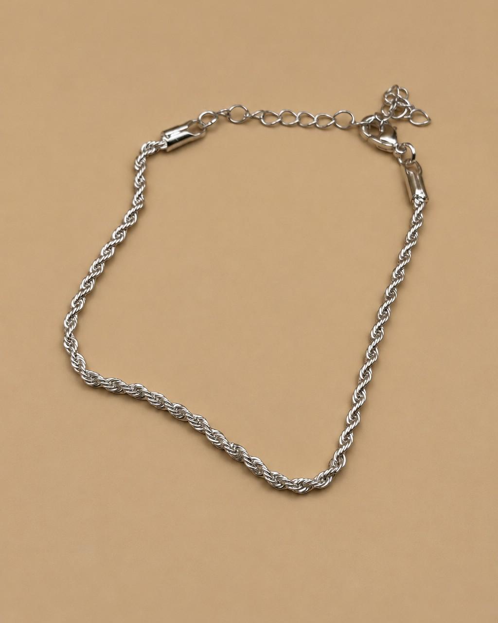 Pulseira Cordão Baiano 2mm Banhado a Prata