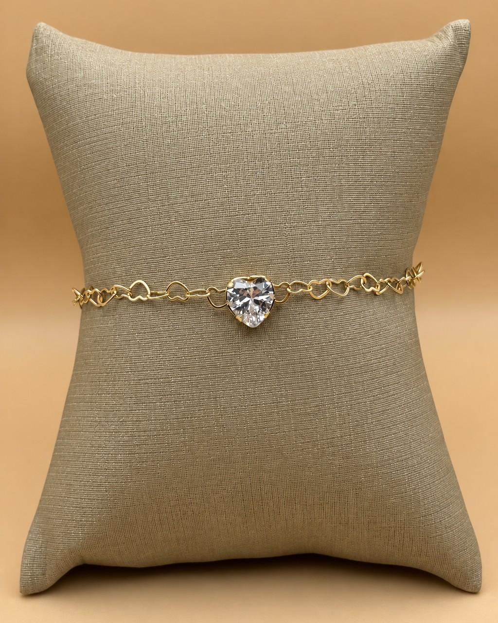 Pulseira Elos Coração com Coração de Luz Banhado a Ouro 18k